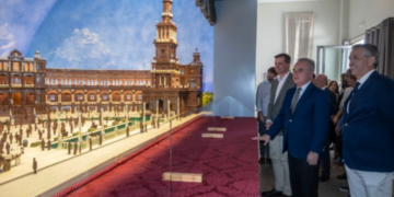 La Plaza de España de Sevilla toma forma de chocolate en Estepa